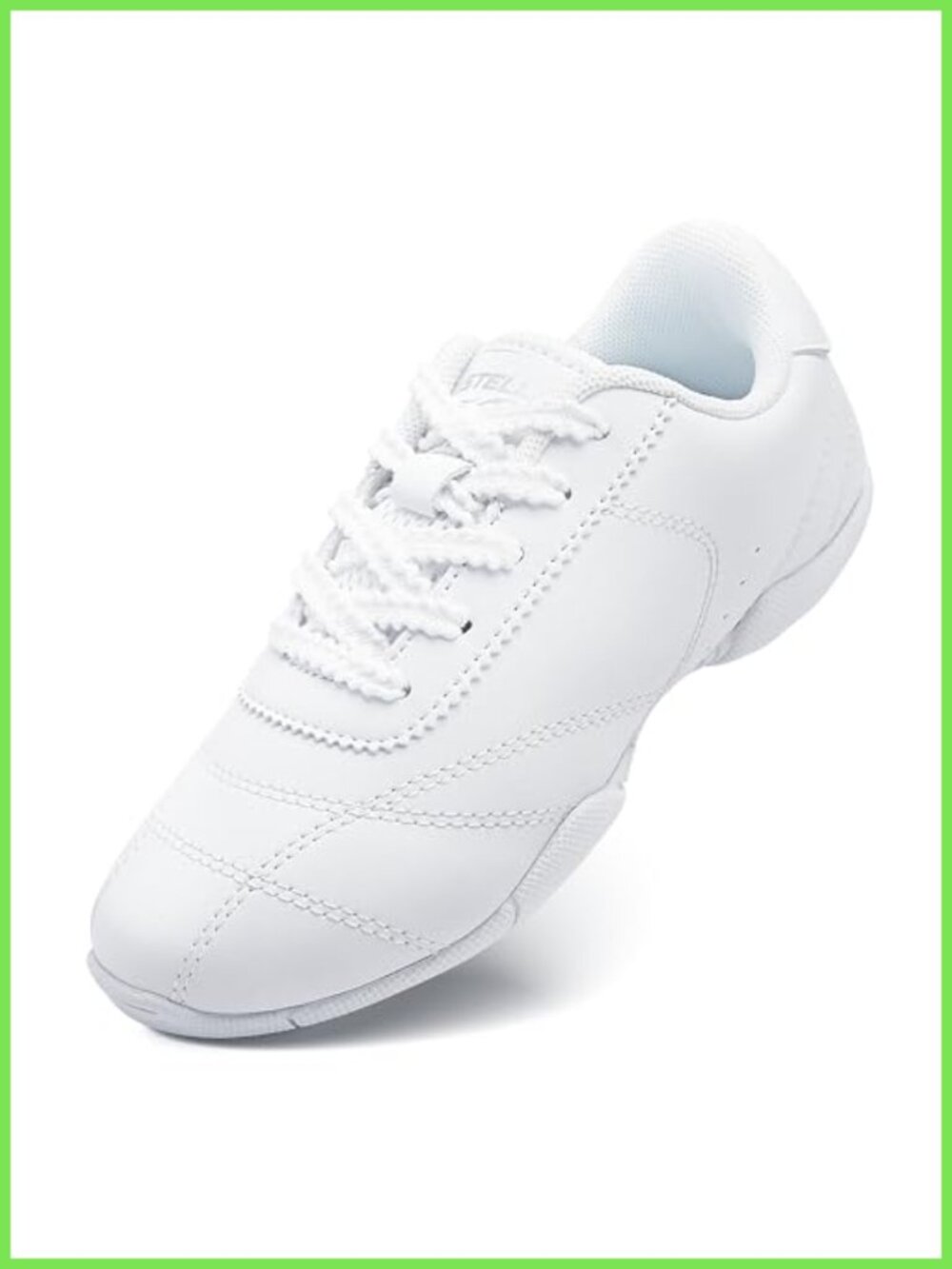 Girls Cheerleading Sneakers Faux Leather Dance Shoes Lightweight Lace-Up